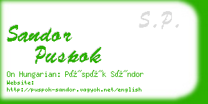 sandor puspok business card